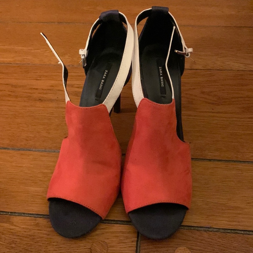 Zara Suede Colorblock Heels